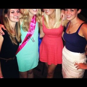 Aqua coral skater dress